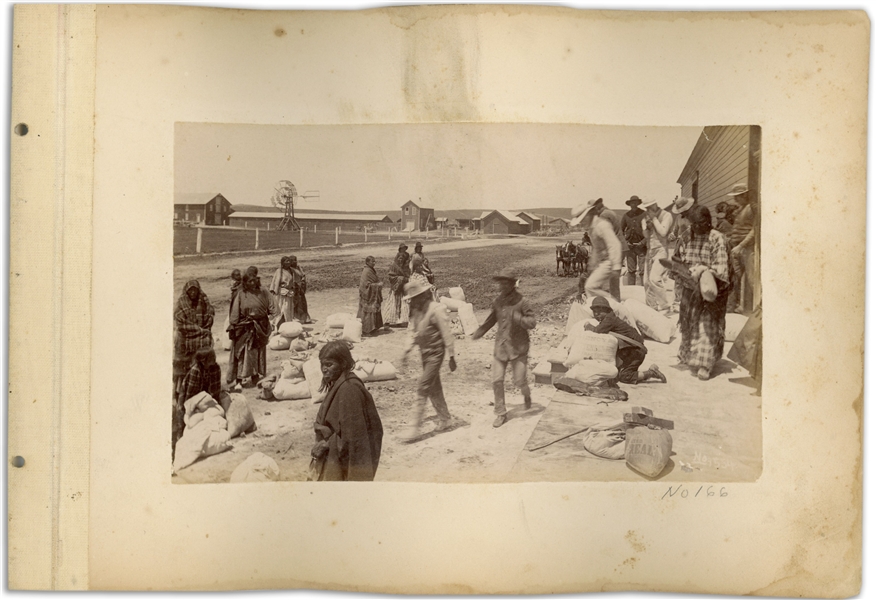 Two Original Photographs From 1890-91, From the Time of the Wounded Knee Massacre -- One Photograph Shows the Sioux on Ration Day & Other Shows a Sioux Camp After the Massacre